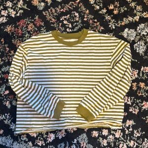 Madewell Spiced Olive Supima Cotton Long-Sleeve Tee in Zetta Stripe Women M
